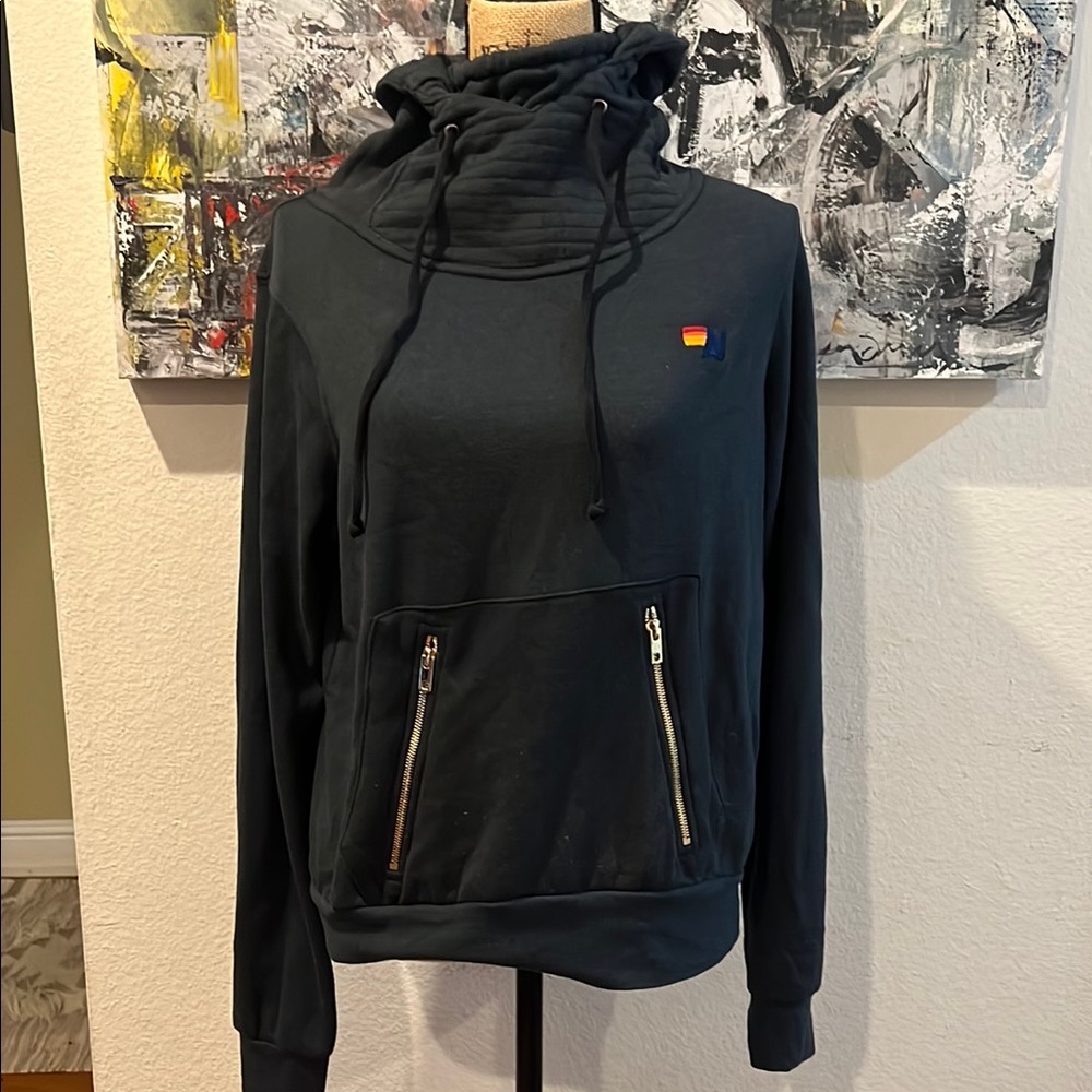 Aviator Nation Black Hoodie with Rainbow Patch New size S